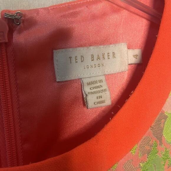 TED BAKER LONDON ABENONY NEON SHEATH DRESS SIZE 4 - Picture 3 of 11